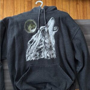 Men's Charcoal Gray Wolf Hoodie
